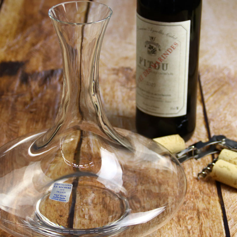 Decanter Carafe Zoomed with Red Wine Bottle and Crockscrew