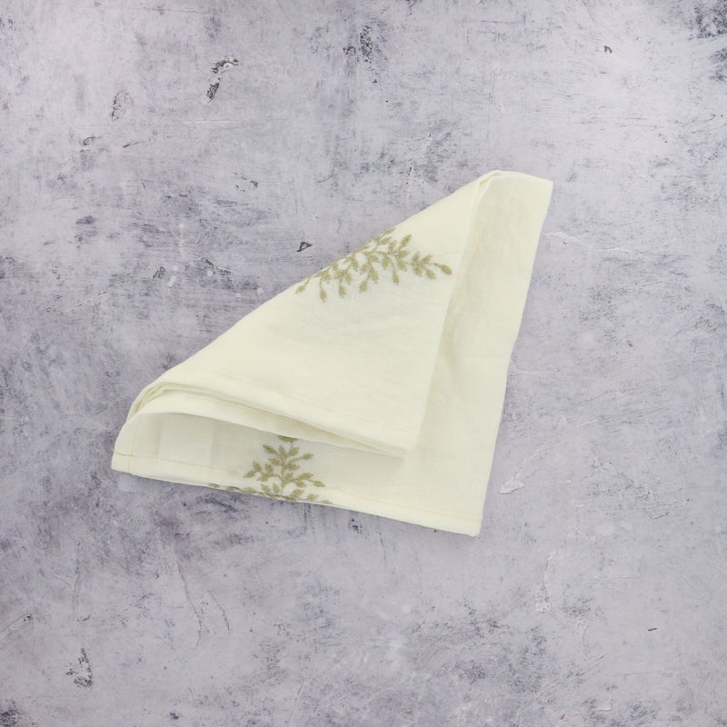 Charvet Edition Folded Embroidered Napkins White on Concrate